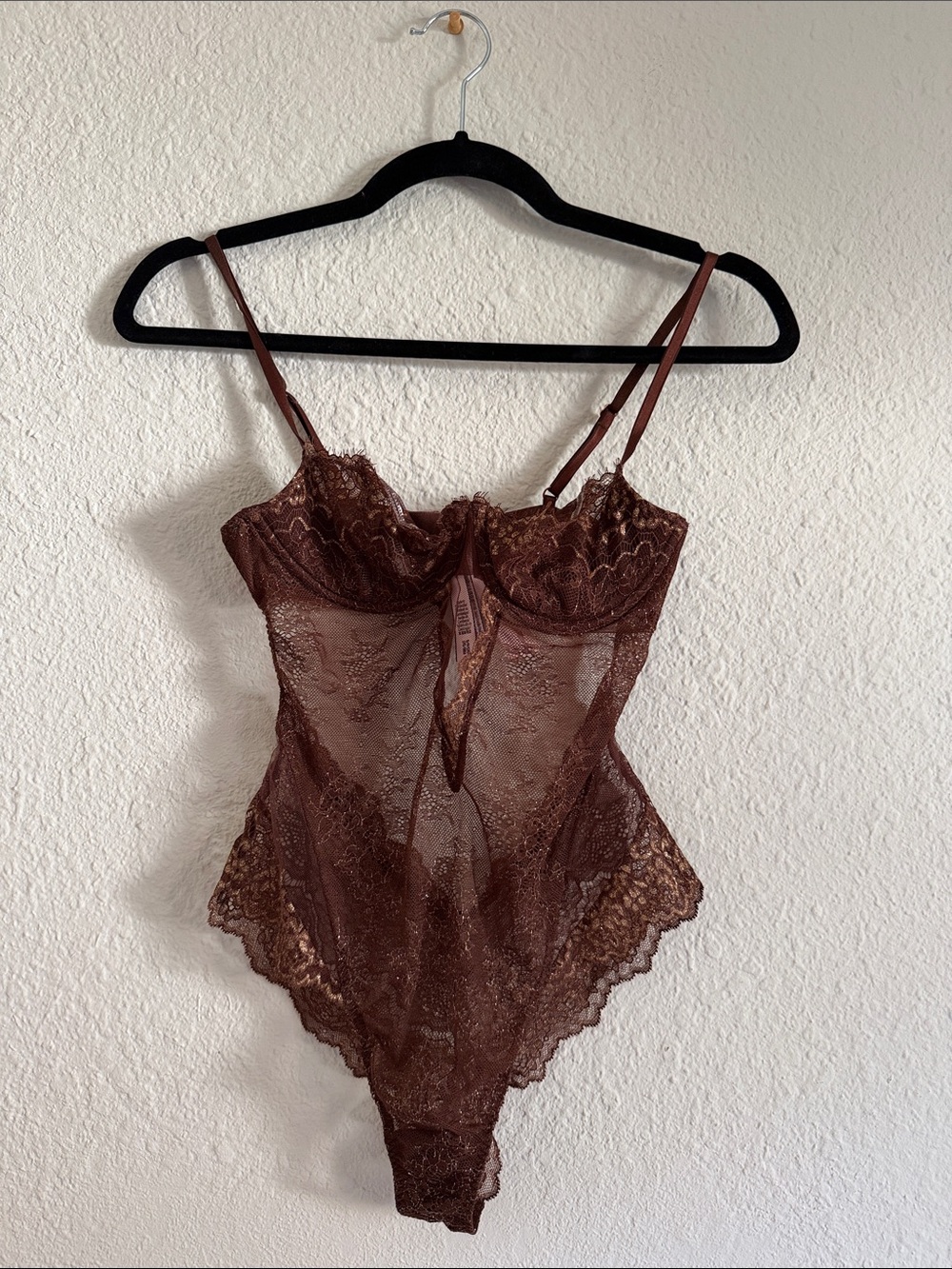 Victoria's Secret Sheer Lace Teddy in Rich Brown
